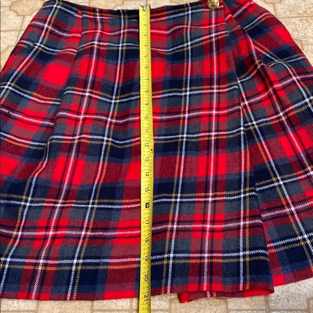 Vintage ILGWU Wool Red and Blue Plaid Women's Skirt Heitage Tweed Fall - Picture 4 of 13